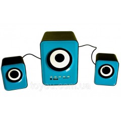 Акустическая система 2.1 UPS-201 PDU с пультом ДУ, MP3, FM, USB, 220V Синий